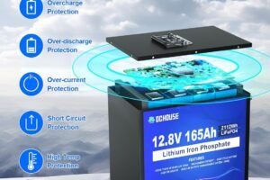 DCHOUSE 12V 165Ah LiFePO4 Lithium Battery, Safer Metal Shell & Bluetooth